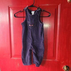 Carter's Purple Corduroy Overalls Embroidered Dog, Fox, and Horse Head Sz 18-24m